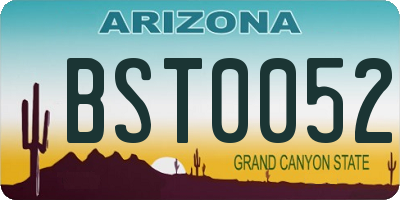 AZ license plate BST0052