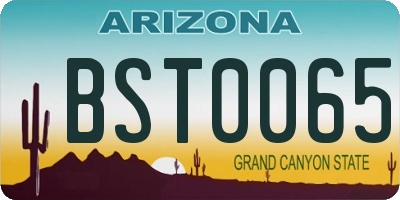 AZ license plate BST0065