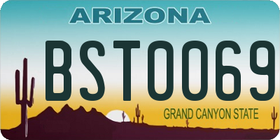 AZ license plate BST0069