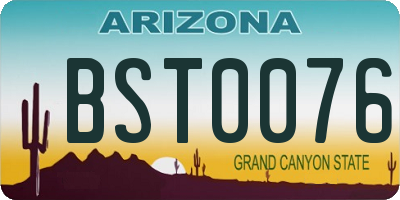 AZ license plate BST0076