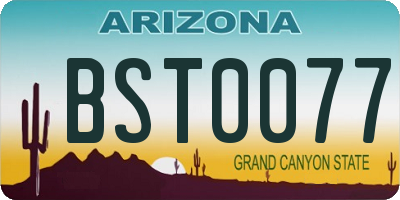 AZ license plate BST0077