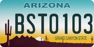 AZ license plate BST0103