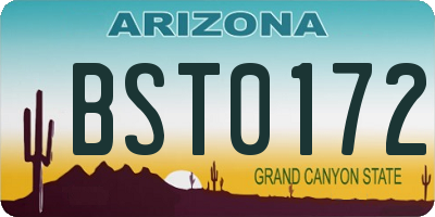 AZ license plate BST0172