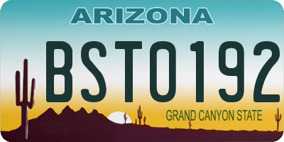 AZ license plate BST0192