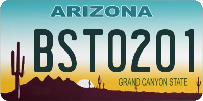 AZ license plate BST0201
