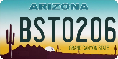 AZ license plate BST0206