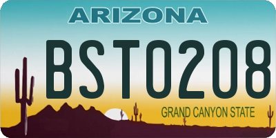 AZ license plate BST0208