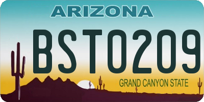 AZ license plate BST0209
