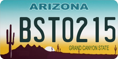 AZ license plate BST0215