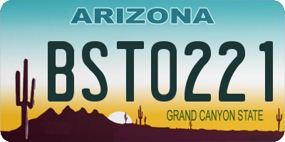 AZ license plate BST0221