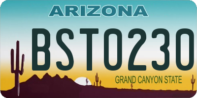 AZ license plate BST0230