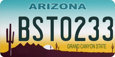 AZ license plate BST0233