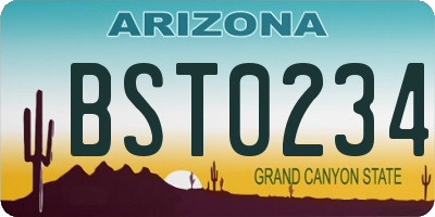 AZ license plate BST0234