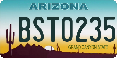 AZ license plate BST0235