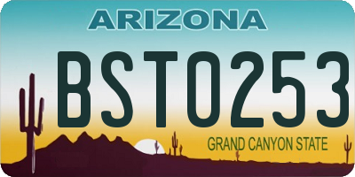 AZ license plate BST0253