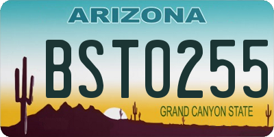 AZ license plate BST0255