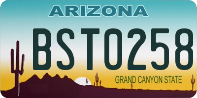 AZ license plate BST0258