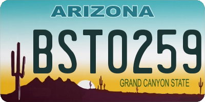 AZ license plate BST0259