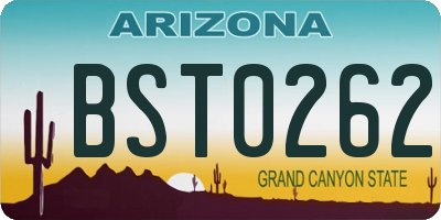 AZ license plate BST0262