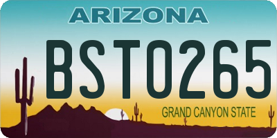 AZ license plate BST0265