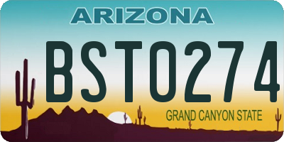 AZ license plate BST0274
