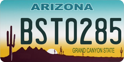AZ license plate BST0285