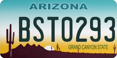 AZ license plate BST0293