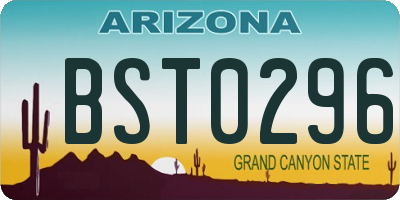 AZ license plate BST0296