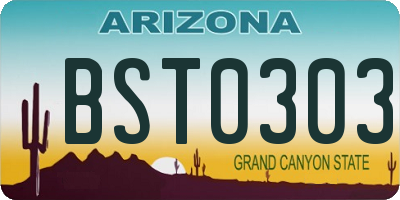 AZ license plate BST0303