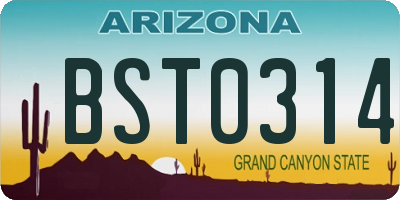 AZ license plate BST0314