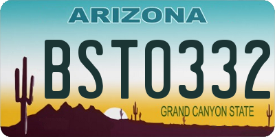 AZ license plate BST0332