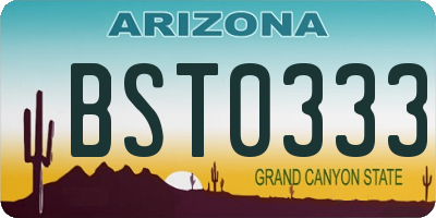 AZ license plate BST0333