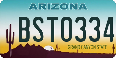 AZ license plate BST0334