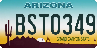 AZ license plate BST0349