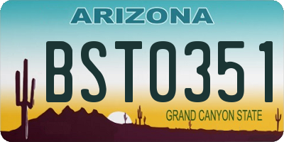 AZ license plate BST0351