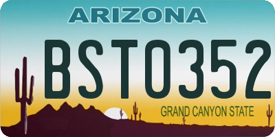 AZ license plate BST0352