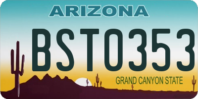 AZ license plate BST0353