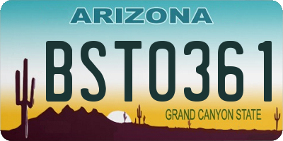 AZ license plate BST0361