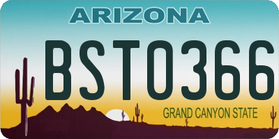 AZ license plate BST0366