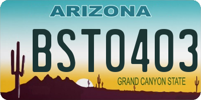 AZ license plate BST0403