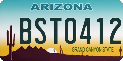 AZ license plate BST0412