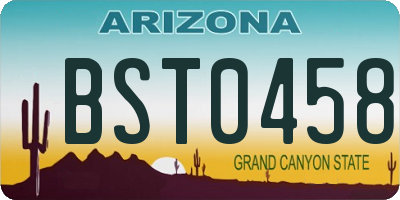 AZ license plate BST0458