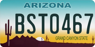 AZ license plate BST0467