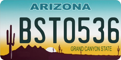 AZ license plate BST0536