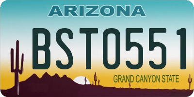 AZ license plate BST0551
