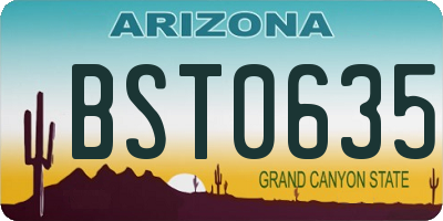 AZ license plate BST0635