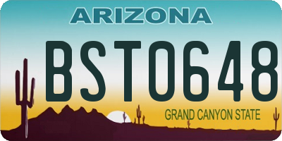 AZ license plate BST0648