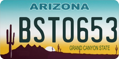 AZ license plate BST0653