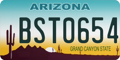 AZ license plate BST0654