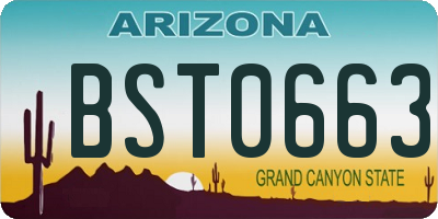 AZ license plate BST0663